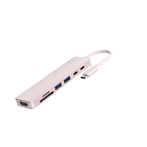 JCPal Linx USB-C 7in1 Hub(2*USB3.0+USB C3.1+HDMI/60Hz+SD/TF3.0+PD100W) - Blush