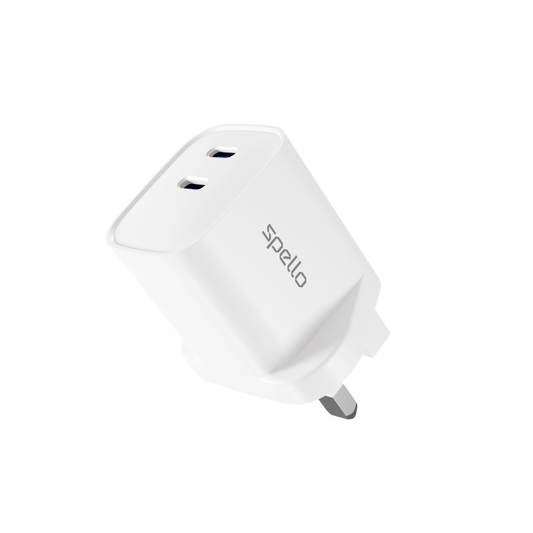 Spello ForceBoost GaN 45W Wall Charger SA45b with Type G charger - white