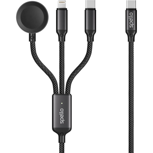 Spello 3in1 Cable USB-C to USB-C, Lightning & Apple Watch 1.2m