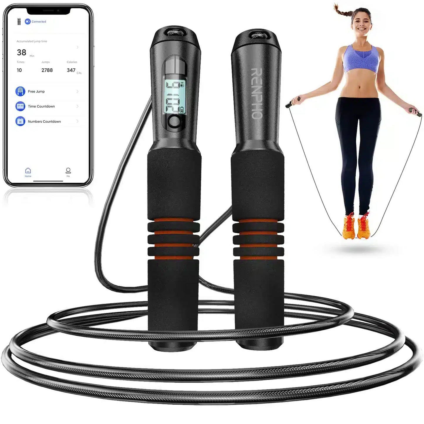 Renpho Smart Jump Rope - Black