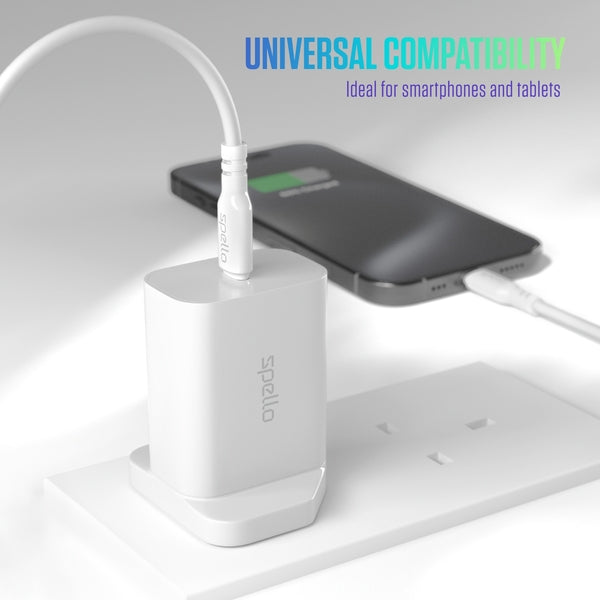 Spello 20W PD Charger with Type G Plug & USB-C to USB-C Cable
