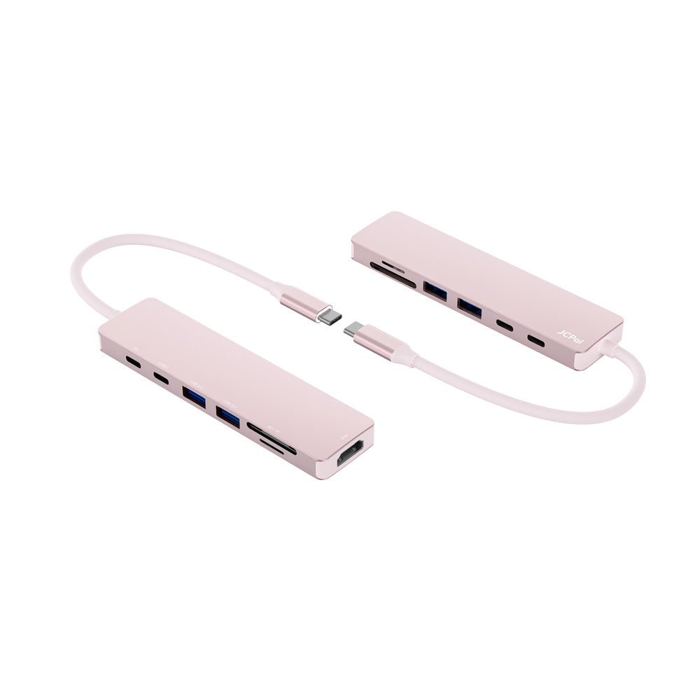 JCPal Linx USB-C 7in1 Hub(2*USB3.0+USB C3.1+HDMI/60Hz+SD/TF3.0+PD100W) - Blush