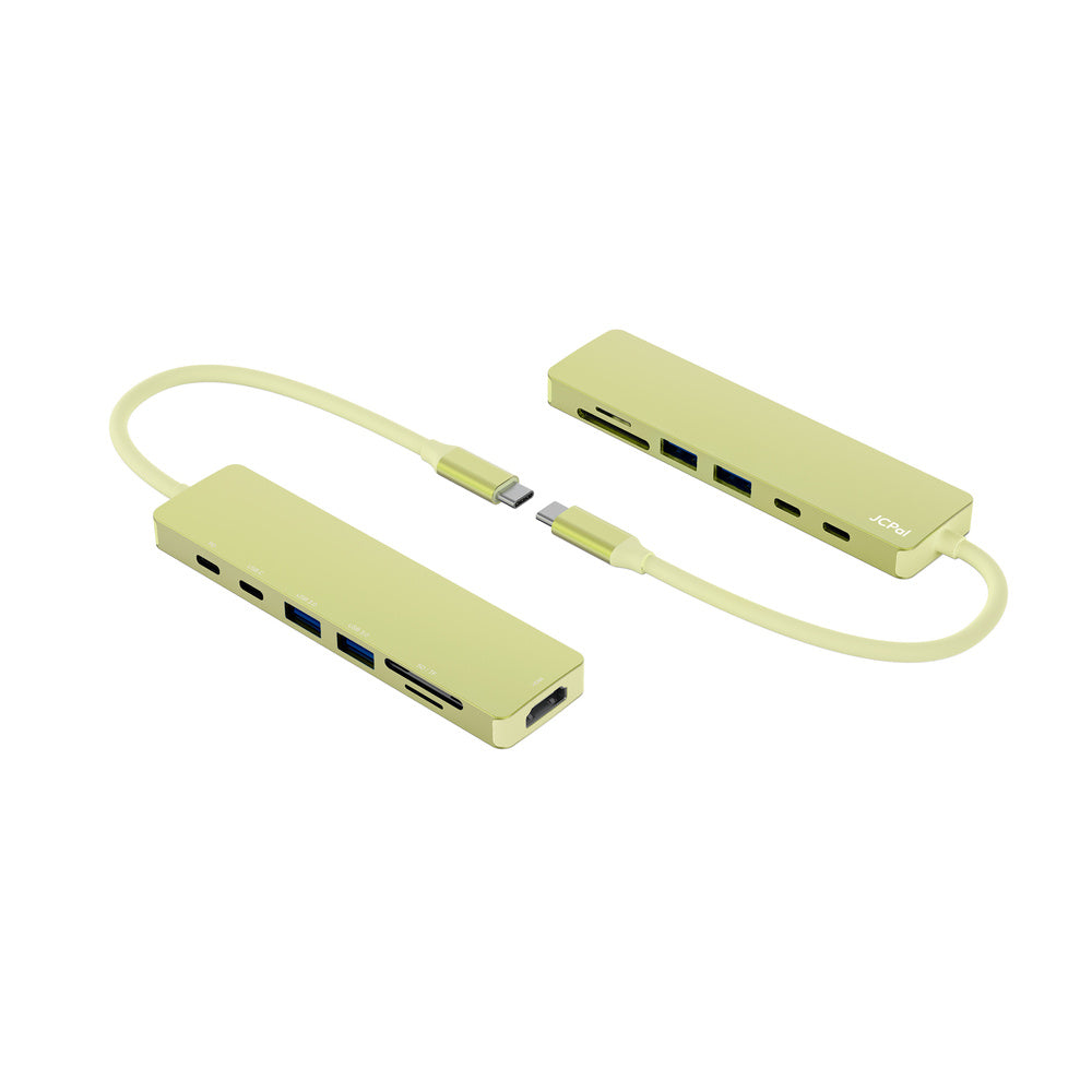 JCPal Linx USB-C 7in1 Hub(2*USB3.0+USB C3.1+HDMI/60Hz+SD/TF3.0+PD100W) - Citrus