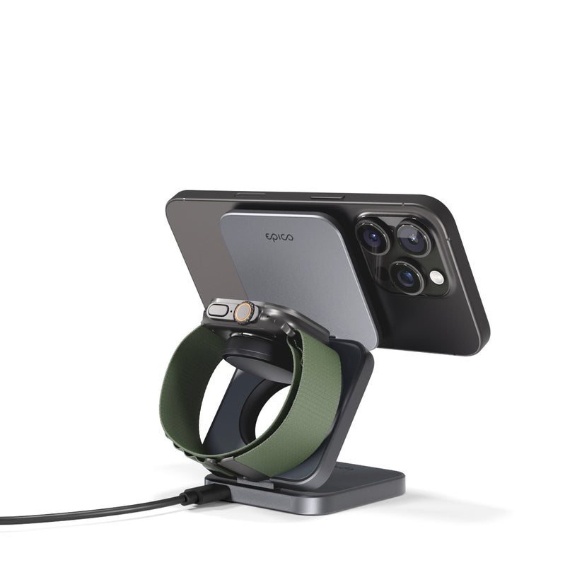 Epico UltraBase 3in1 FoldMag+WirelCharg Stand EF30-SpaceGray