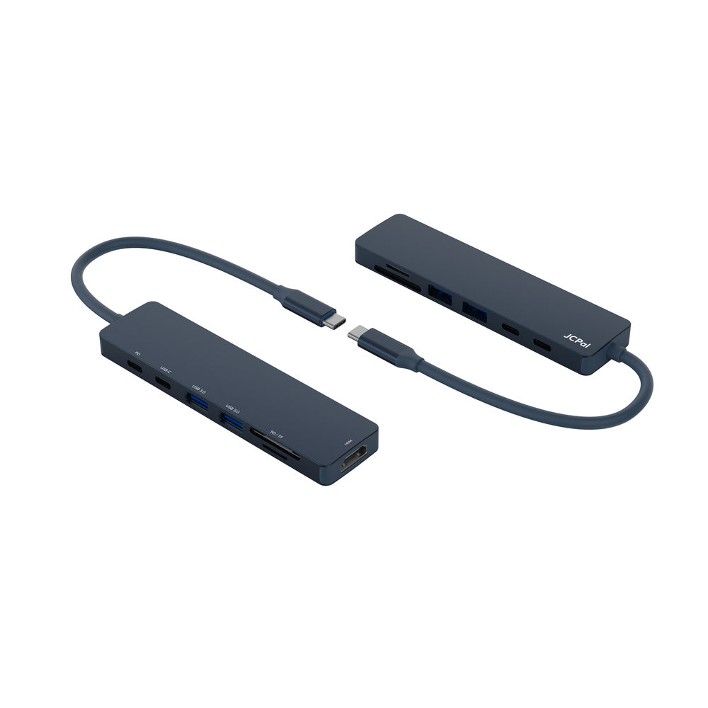 JCPal Linx USB-C 7in1 Hub(2*USB3.0+USB C3.1+HDMI/60Hz+SD/TF3.0+PD100W) - Indigo