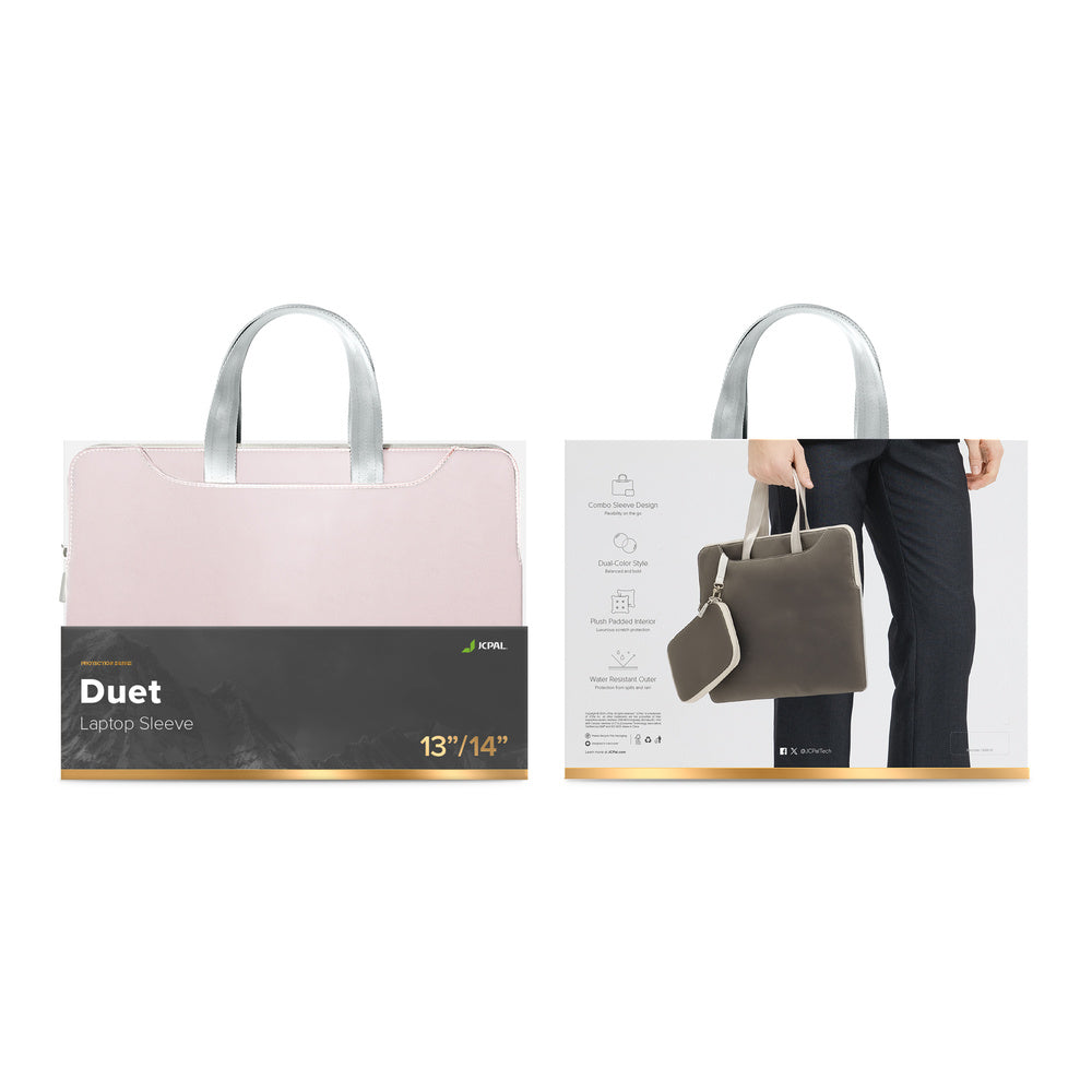 JCPal Duet Laptop Sleeve 13/14" - Chocolate/Pink