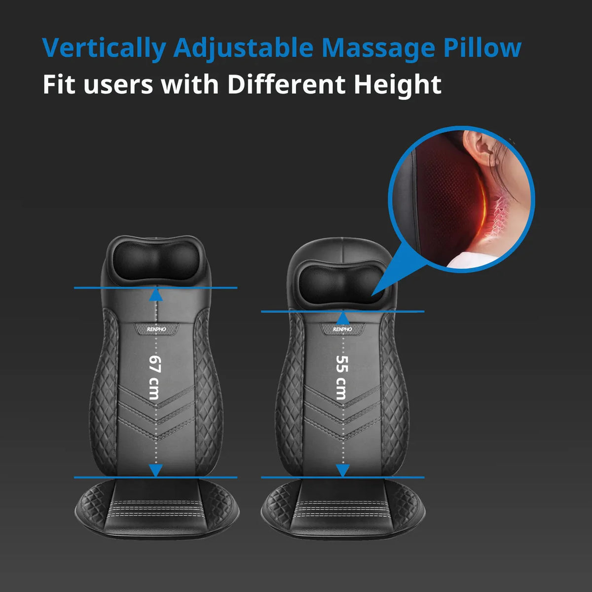 Renpho Neck & Back Massage Cushion - S Shaped - Black