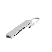 JCPal Linx USB-C 7in1 Hub(2*USB3.0+USB C3.1+HDMI/60Hz+SD/TF3.0+PD100W) - Silver