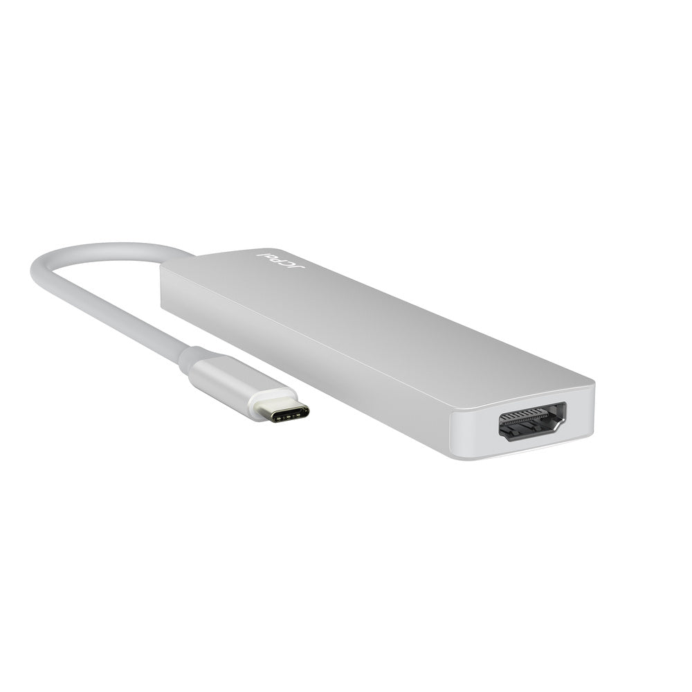 JCPal Linx USB-C 7in1 Hub(2*USB3.0+USB C3.1+HDMI/60Hz+SD/TF3.0+PD100W) - Silver