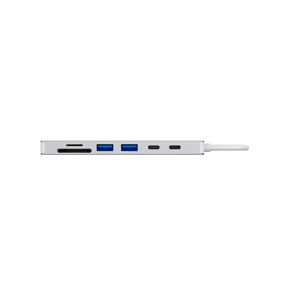 JCPal Linx USB-C 7in1 Hub(2*USB3.0+USB C3.1+HDMI/60Hz+SD/TF3.0+PD100W) - Silver