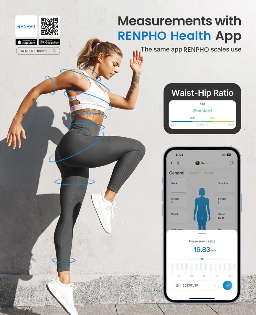 RENPHO Smart Tape Measure BLE Lithium Button