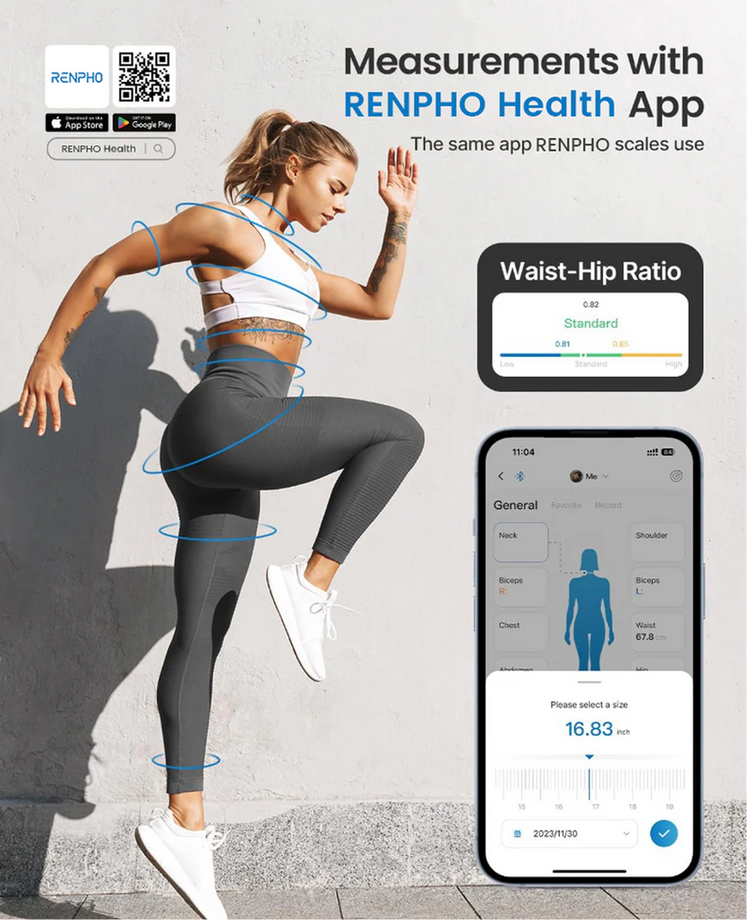 RENPHO Smart Tape Measure BLE Lithium Button