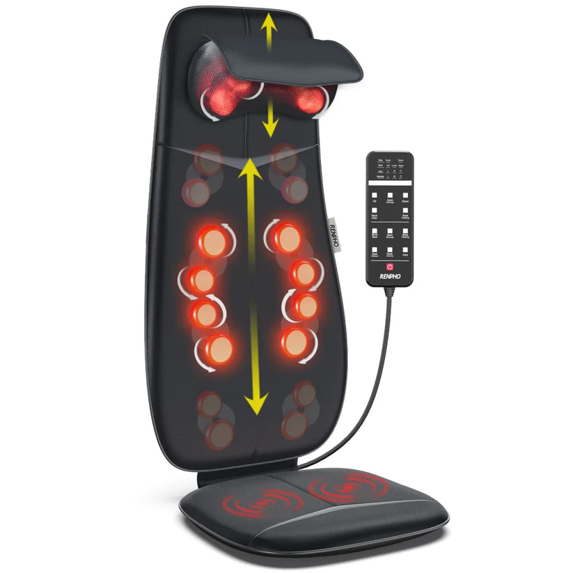 Renpho Neck & Back Massage Cushion - S Shaped - Black