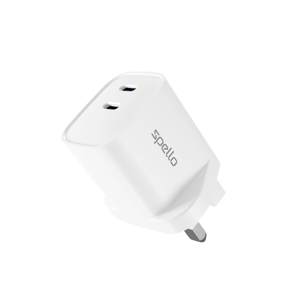 Spello ForceBoost GaN 45W Wall Charger SA45b with Type G charger - white