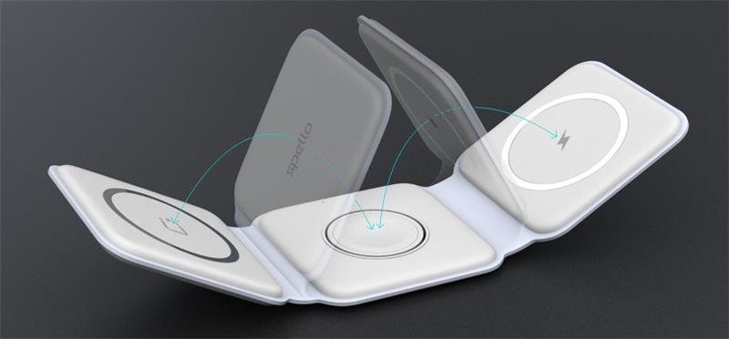 Spello 3in1 Portable Wireless Charger in White