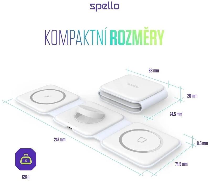 Spello 3in1 Portable Wireless Charger in White