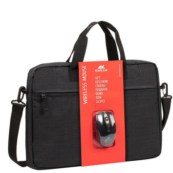 RIVACASE 8038 Laptop Bag 15.6" with Mouse Bundle - Black