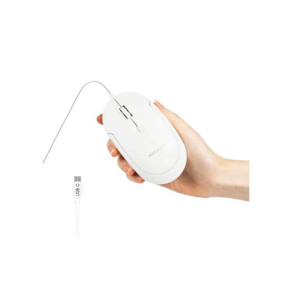 Macally USB-C Optical Silent Click Mouse in White